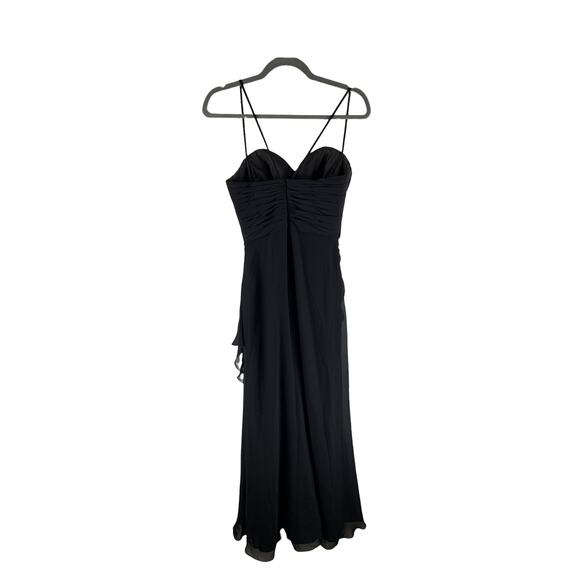 Val Stefani Long Chiffon Black Formal Dress With Draped Bodice. Womens Size 4 - Picture 4 of 10